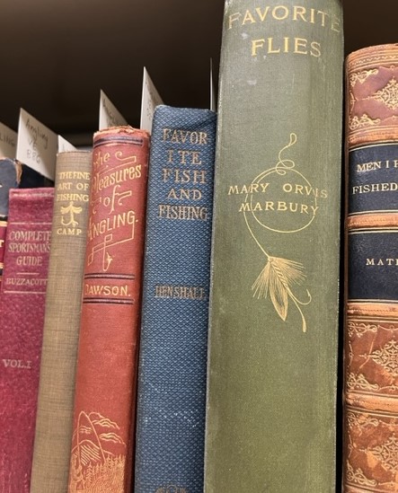 Book spines from the Angling Collection
